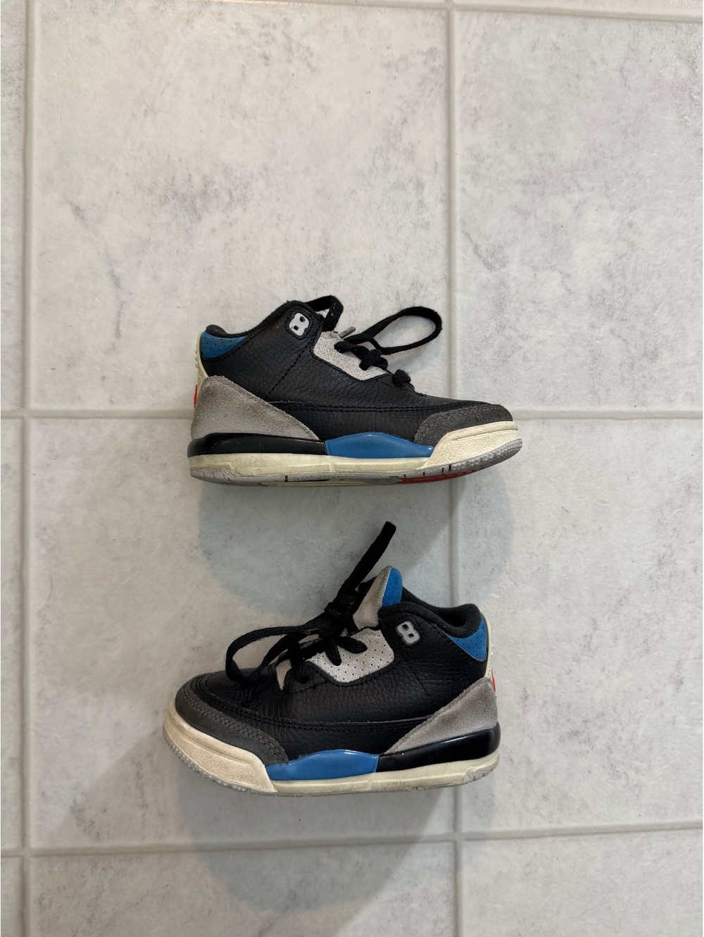 Jordan black gray and blue toddler sneakers